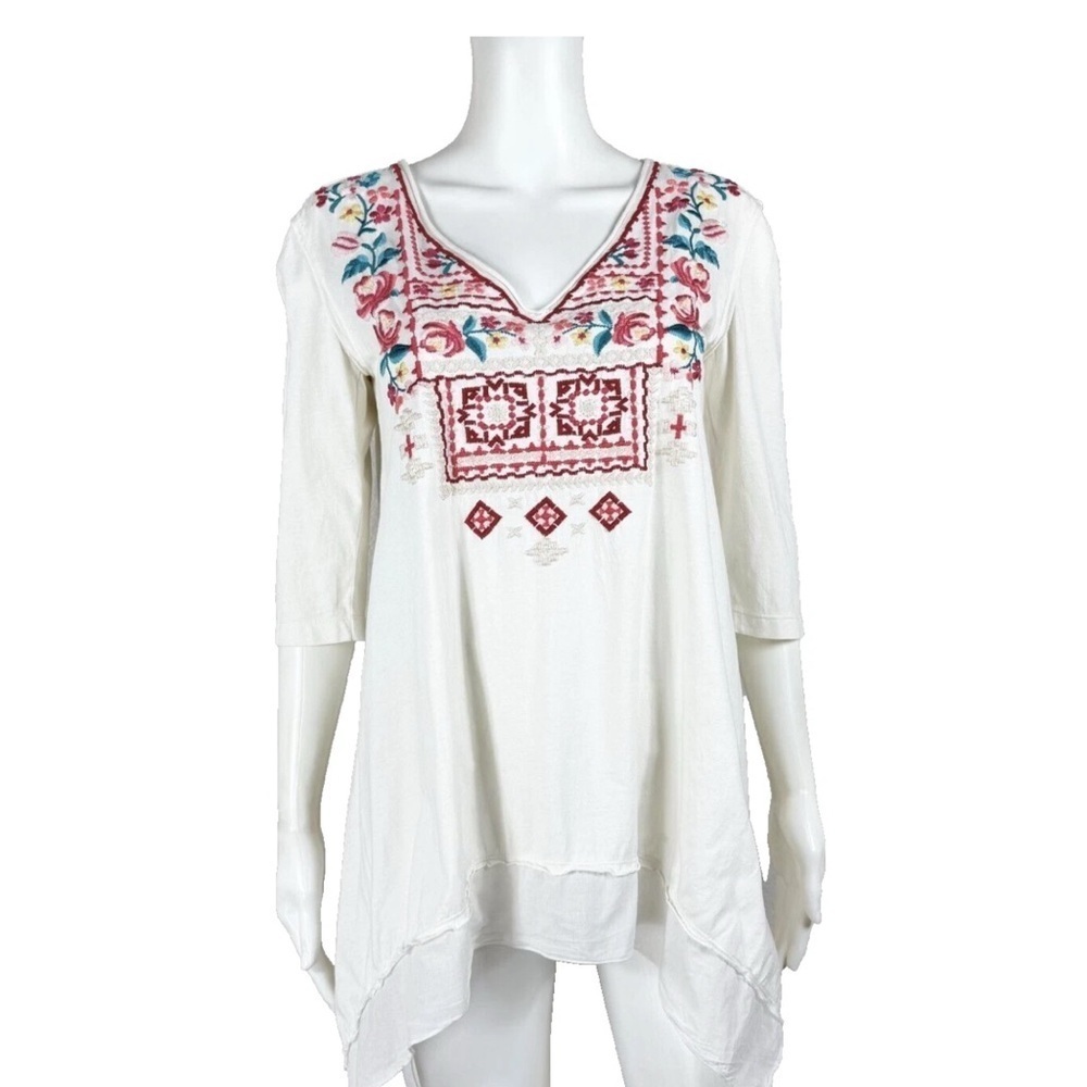 JWLA Johnny Was Los Angeles Tunic Embroidered Shirt Top - Size Small S